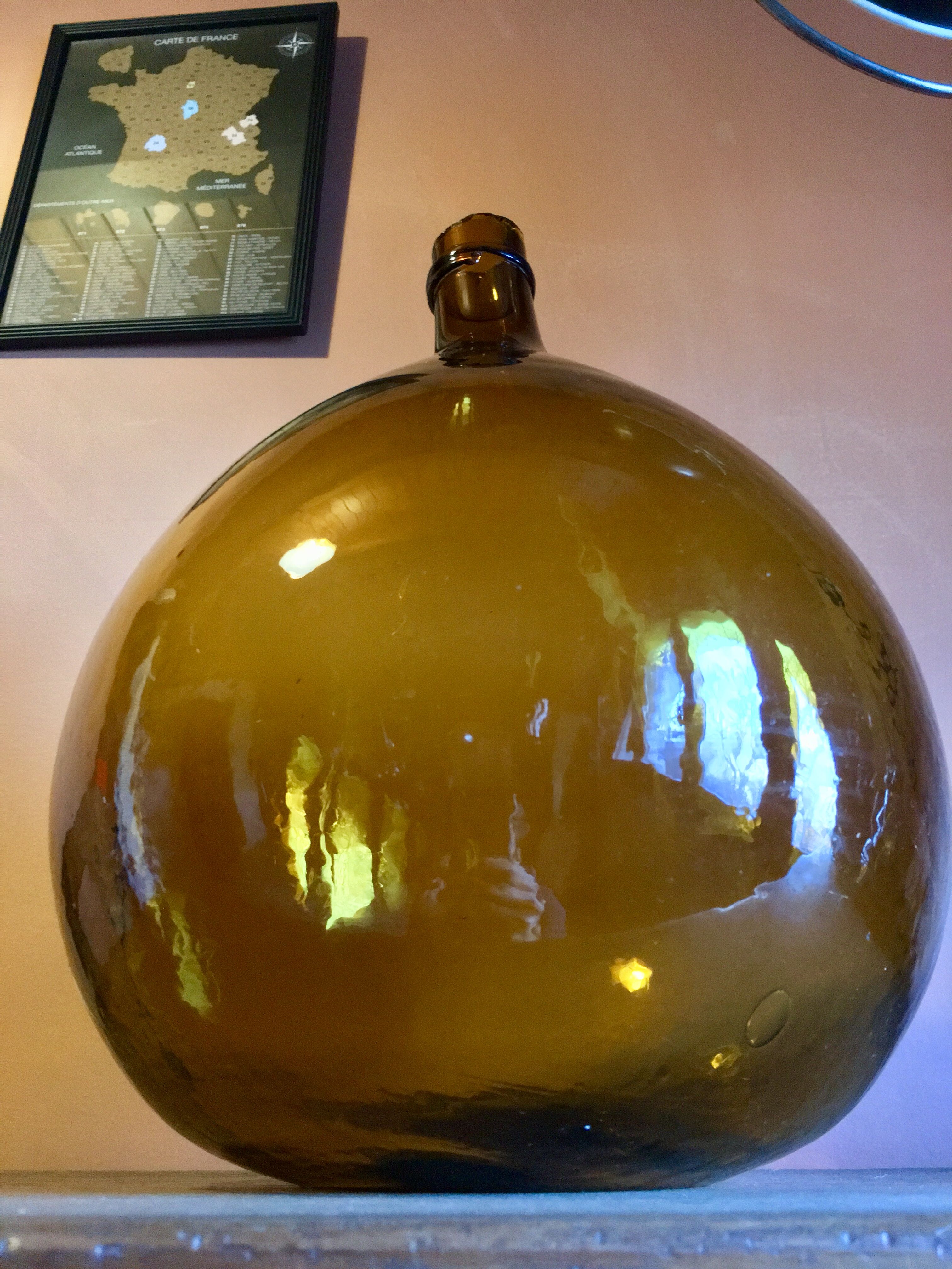 Old amber demijohn, 19th century, 10 litres