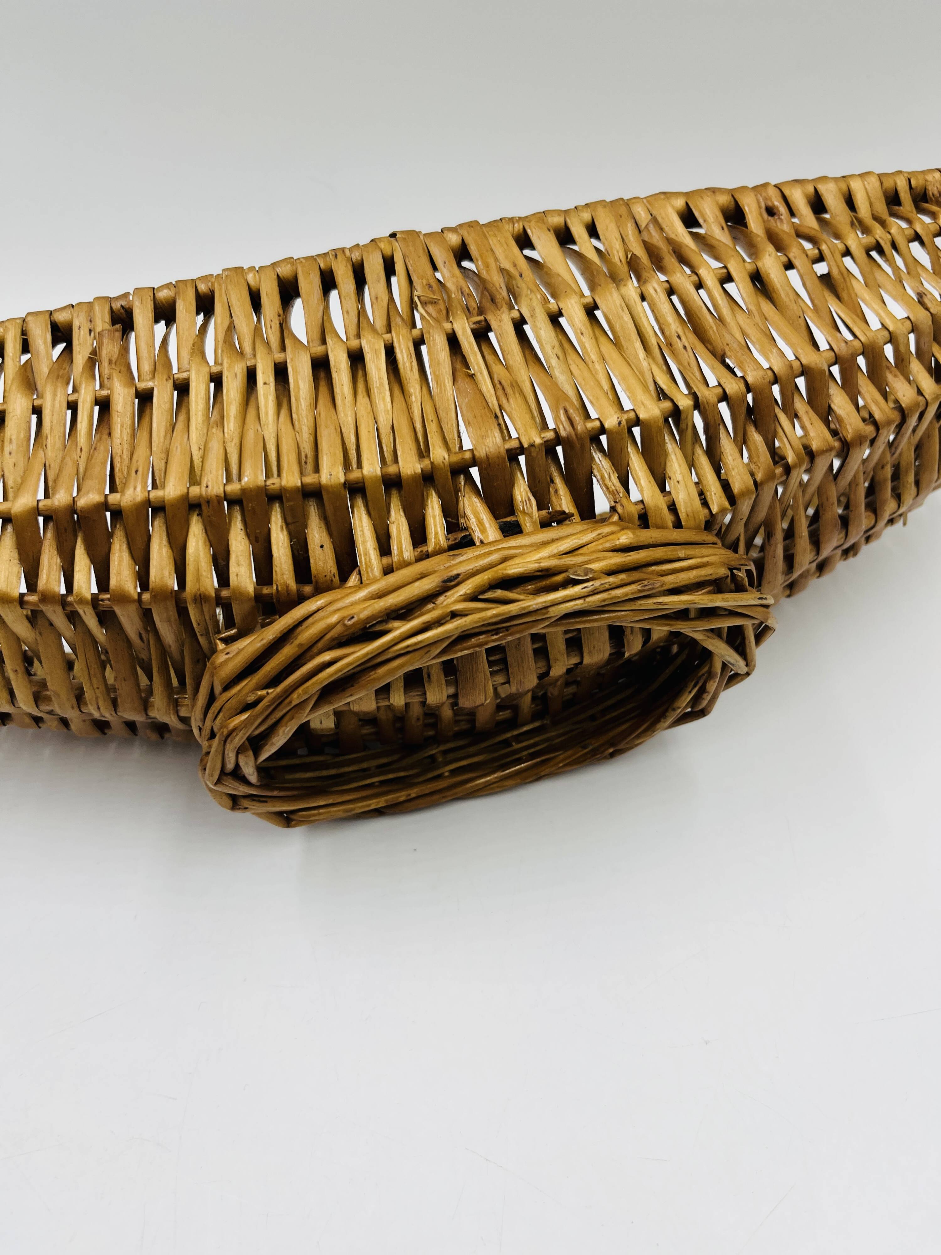 Vintage elongated wicker basket