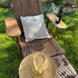 Transat chaise longue rotin