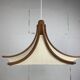 Teak and linen umbrella pendant hanging lamp by Domus, 1970s