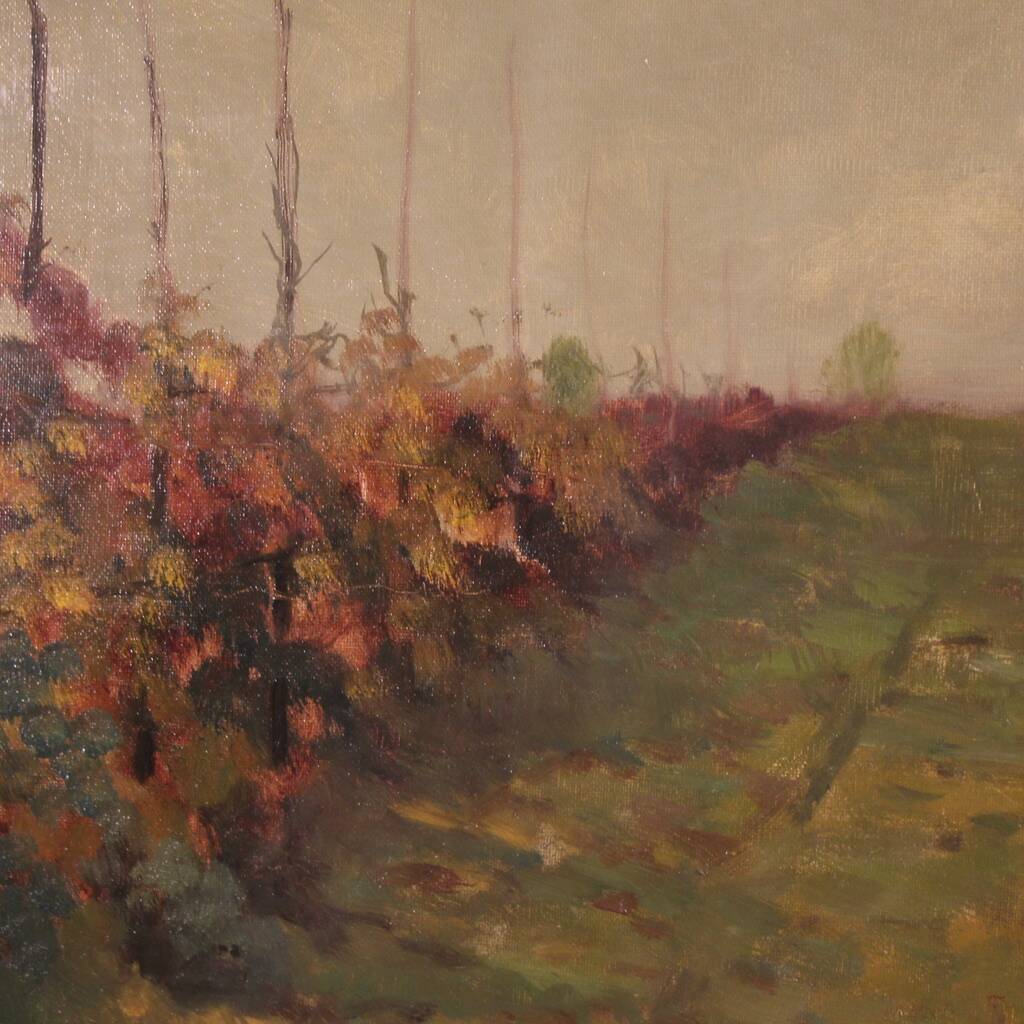 20th-century Italian landscape painting The Vineyard in Druento