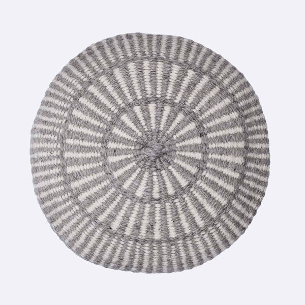 Coussin rond 100% pure laine motifs gris