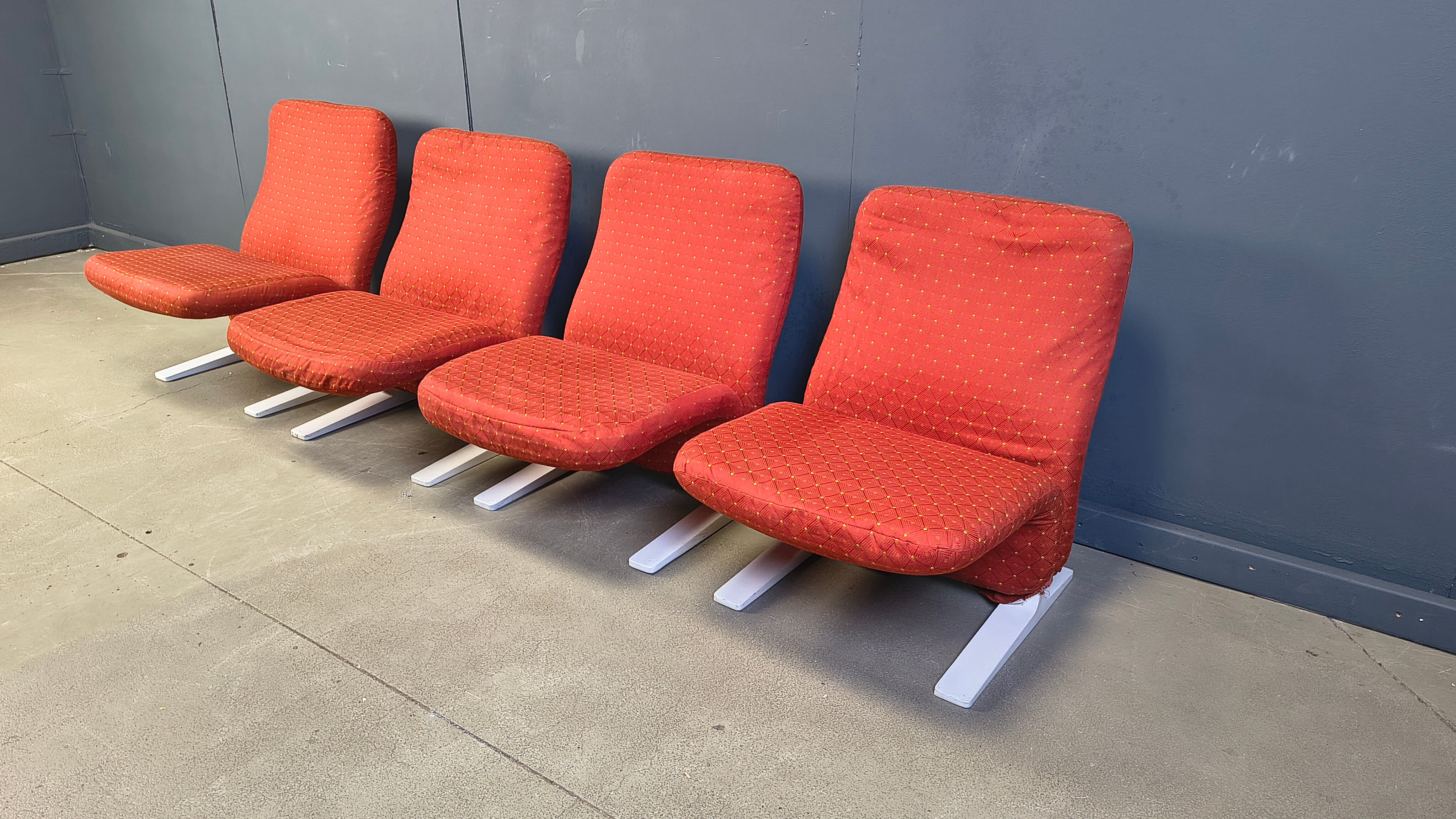 Fauteuils Concorde de Pierre Paulin, ensemble de 4, années 1960.