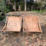 2 leather armchair-sofa Stig Poulsson Bekem. design 70s Denmark
