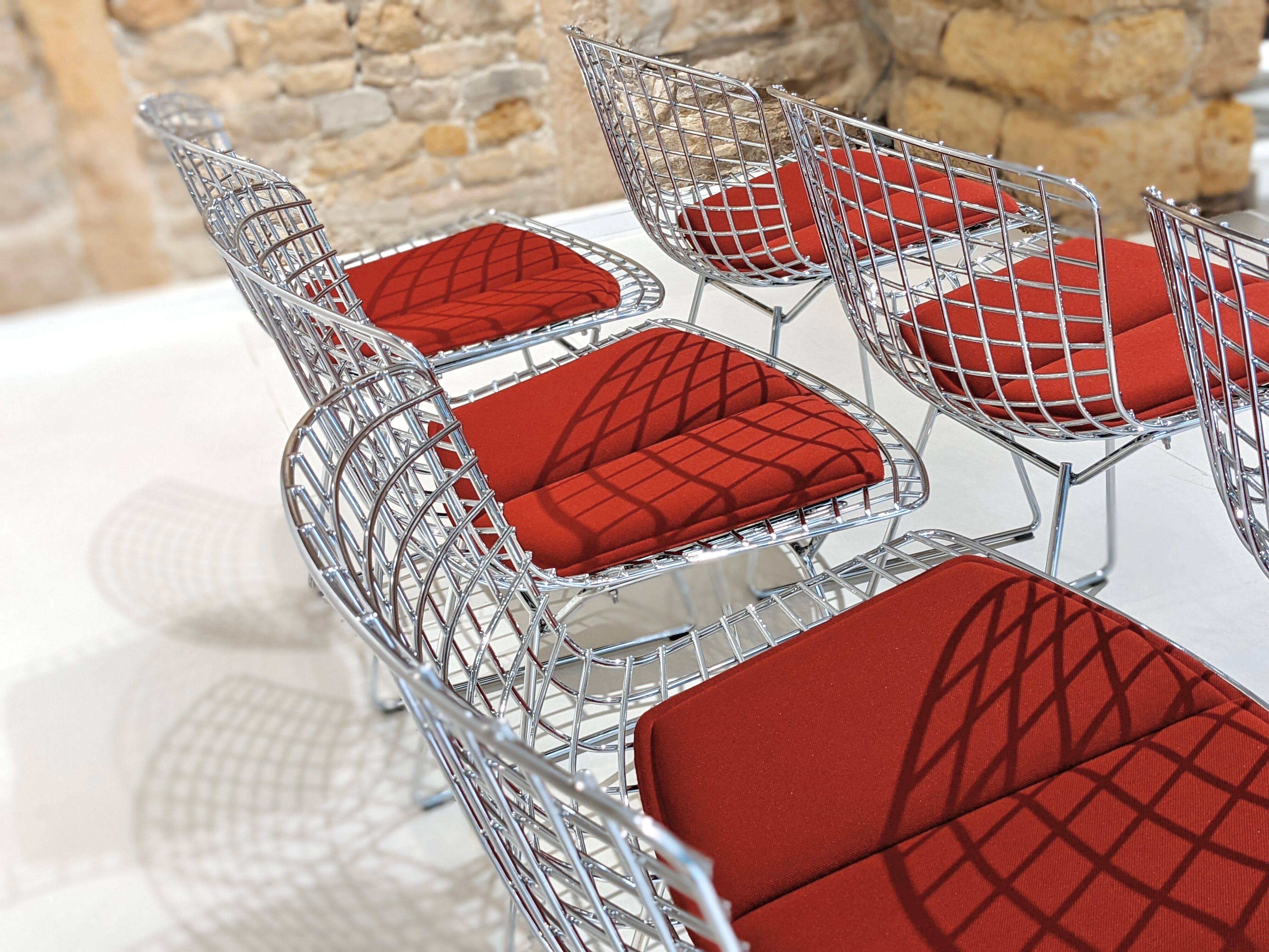 Set of 6 Bertoia chairs for Knoll