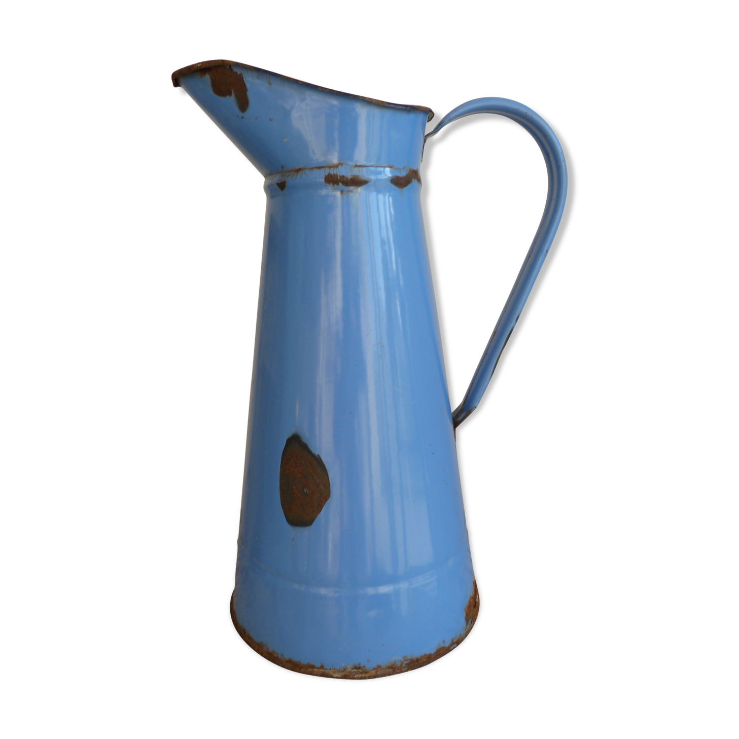 Old blue enamelled broc