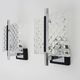Pair of modernist glass and chrome metal wall sconces. 1960s-70s