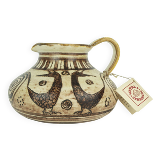Italian mid century ceramic vase jug signed vitali handmade 1970s