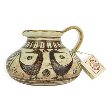 Italian mid century ceramic vase jug signed vitali handmade 1970s