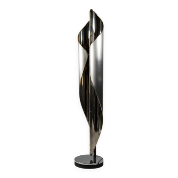 Lampe en métal poli et brossé, années 1970