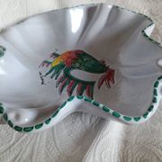 Vallauris - Stylised polychrome rooster cut - Stoneware - Quadrilobed dish