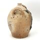 Traditional wabi-sabi stoneware ceramic jar with handles, 1900