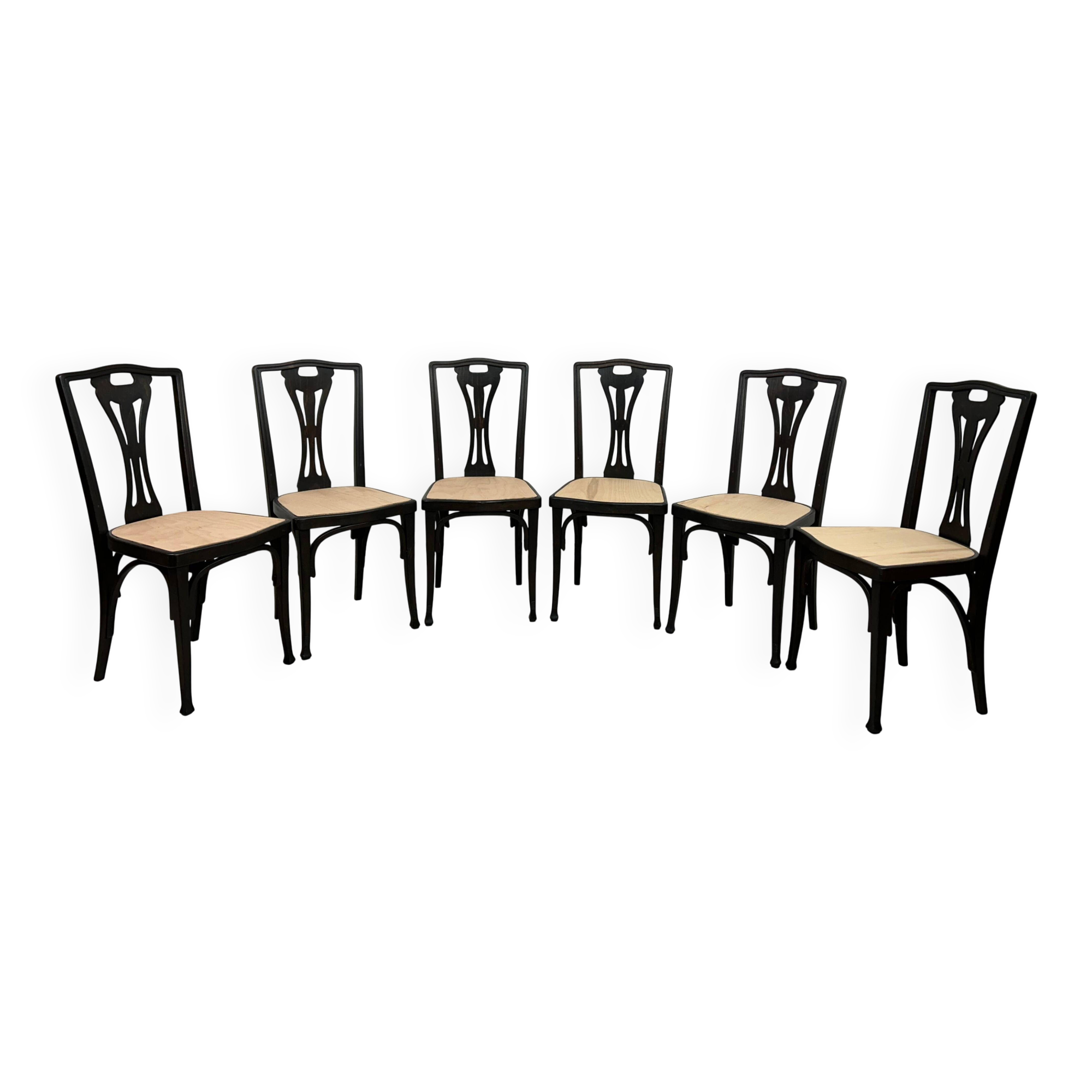 Set of 6 dining chairs no.319 by J&J Kohn
