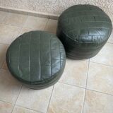 Two poufs or pieces of sofas in leather patchwork