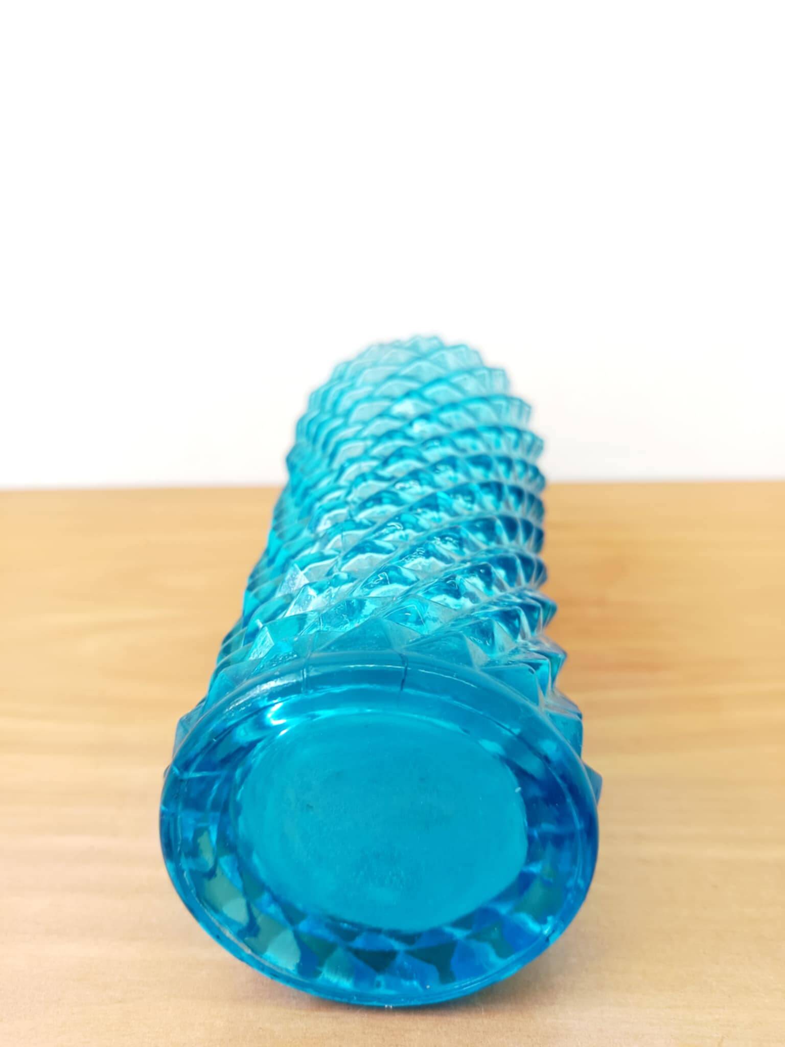 Diamond bottle in blue Empoli glass 1950