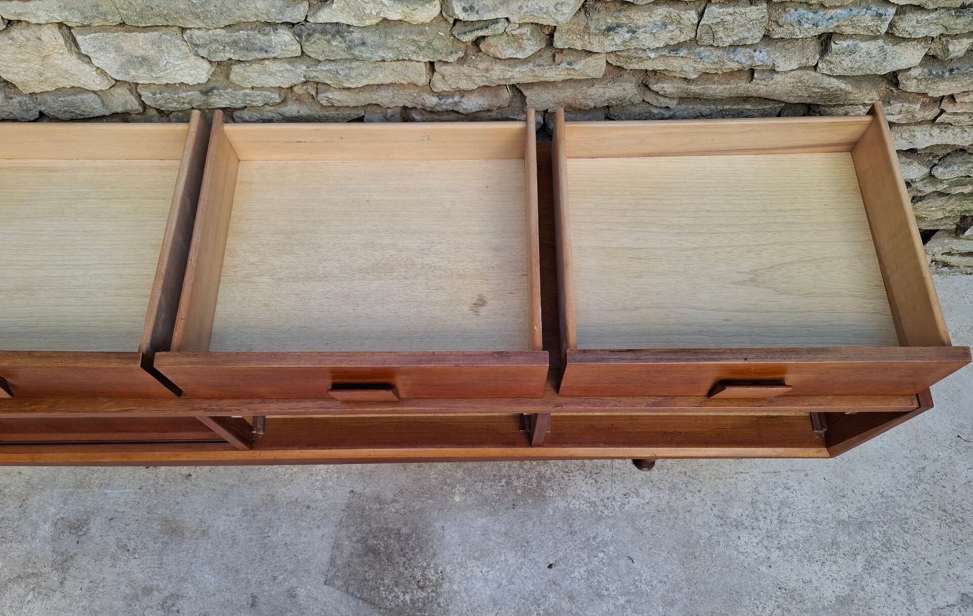 Low teak sideboard 200cm