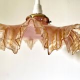 Suspension drapée verre irisé rose