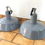 Pair of factory enamelled suspension lamp