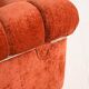 Vintage rust velvet sofa from the 1970s with metal details.