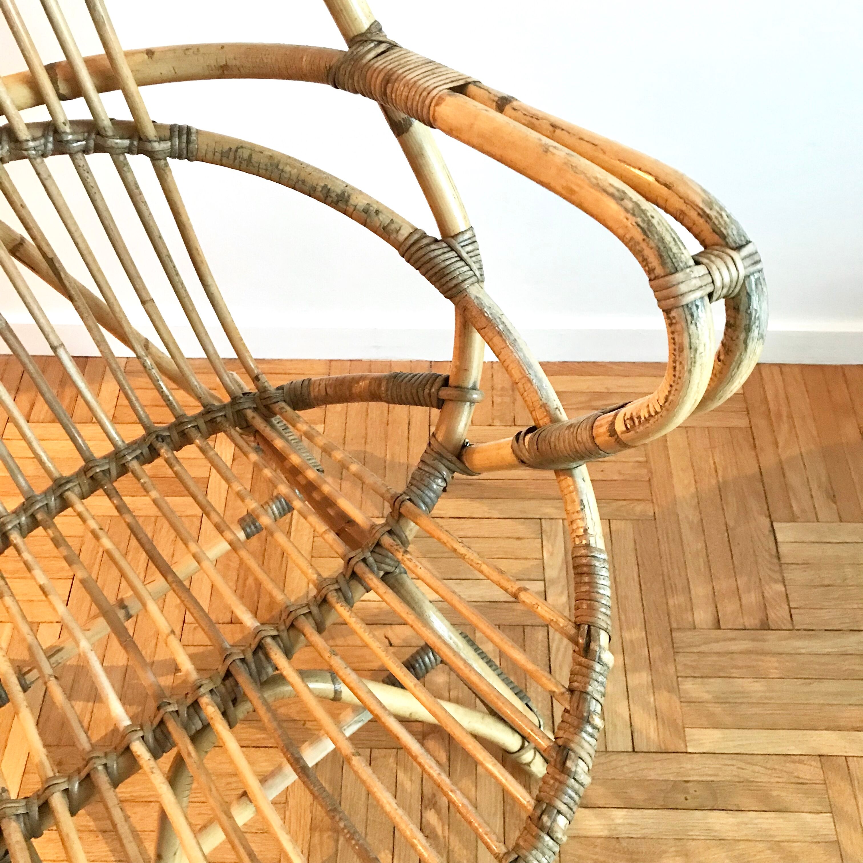 Fauteuil rotin dossier haut