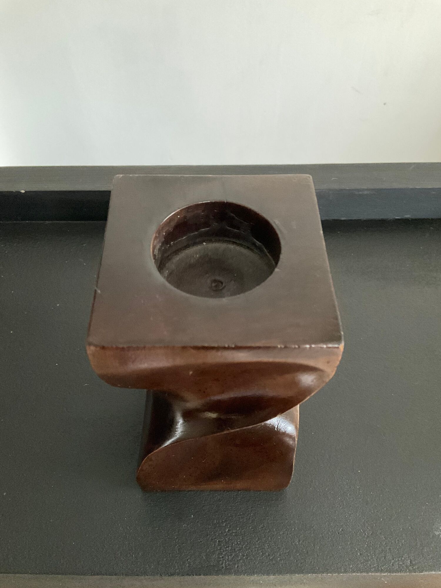 Scandinavian wooden candle holder from the 60s and 70s