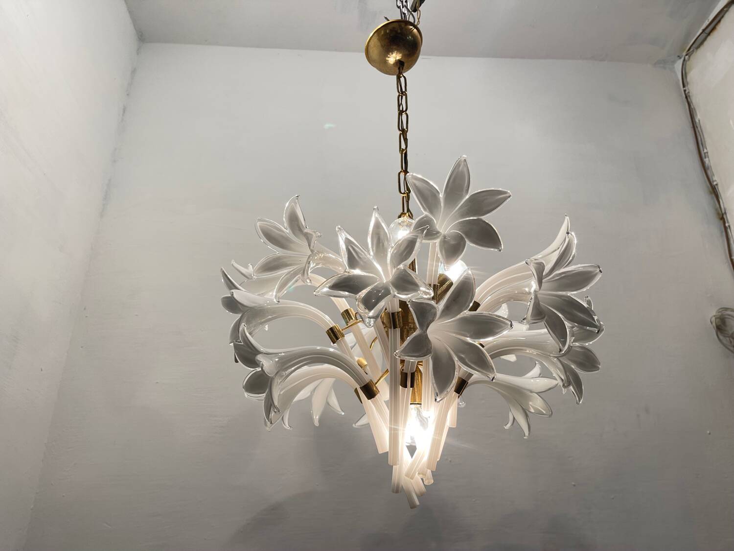 Midcentury Murano Glass Flower Chandelier by Franco Luce