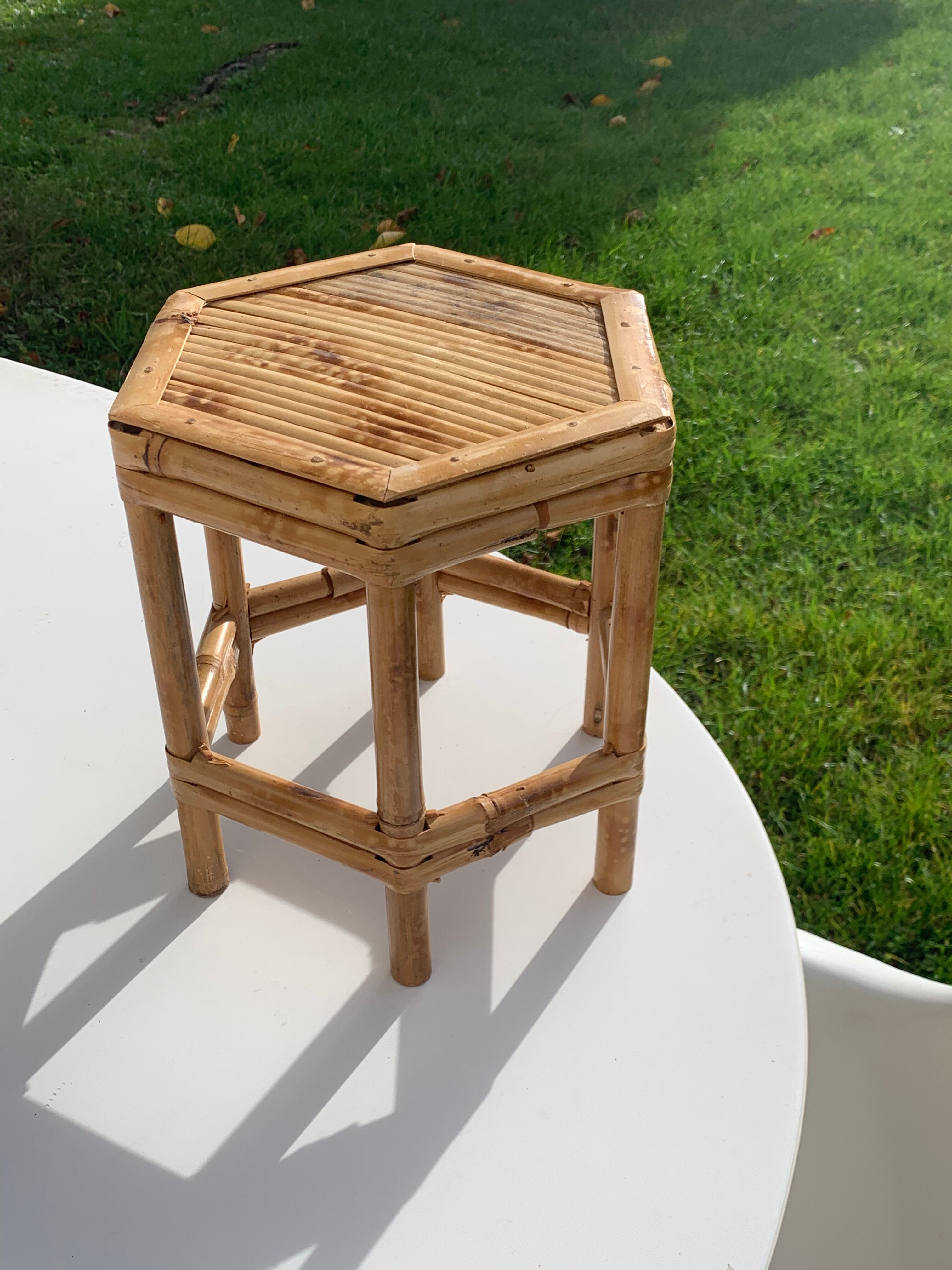 Pair of side tables in bamboo