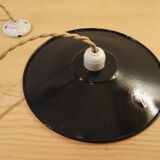 Black enamelled suspension with porcelain rosette