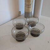 Vintage 60s/70s liqueur set in smoked glass with rim