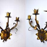 Pair of floral wall lamps Italy, 1950