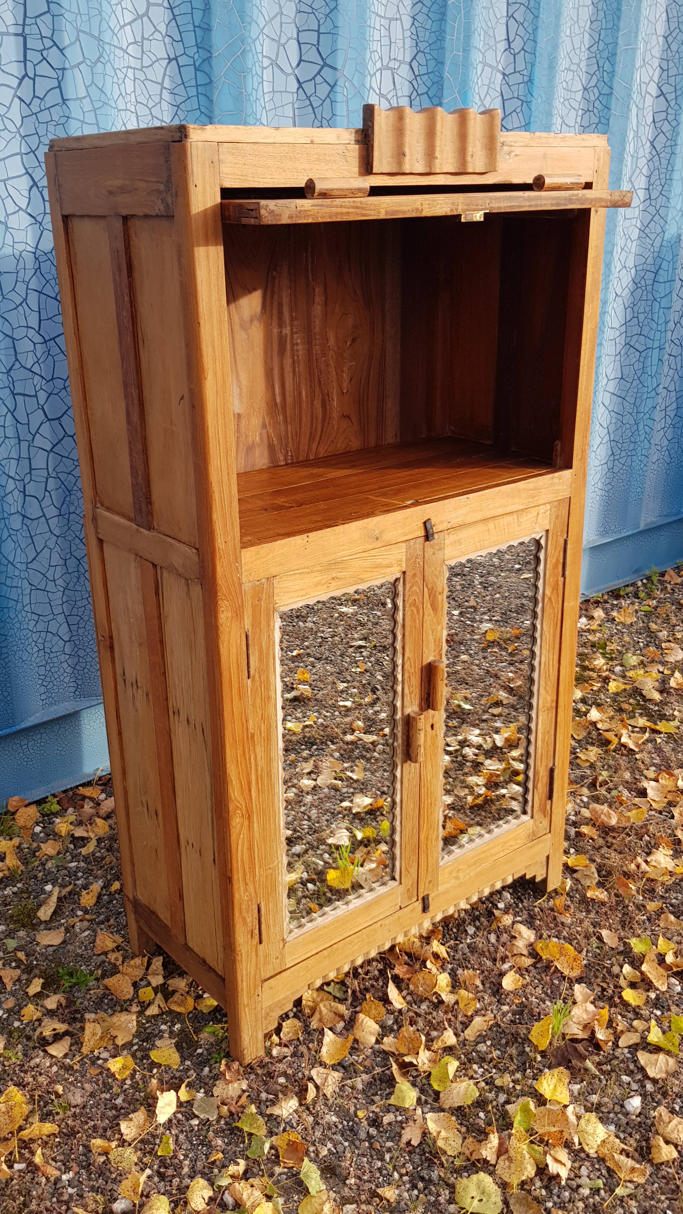 Old Art Deco radio cabinet in Burmese teak