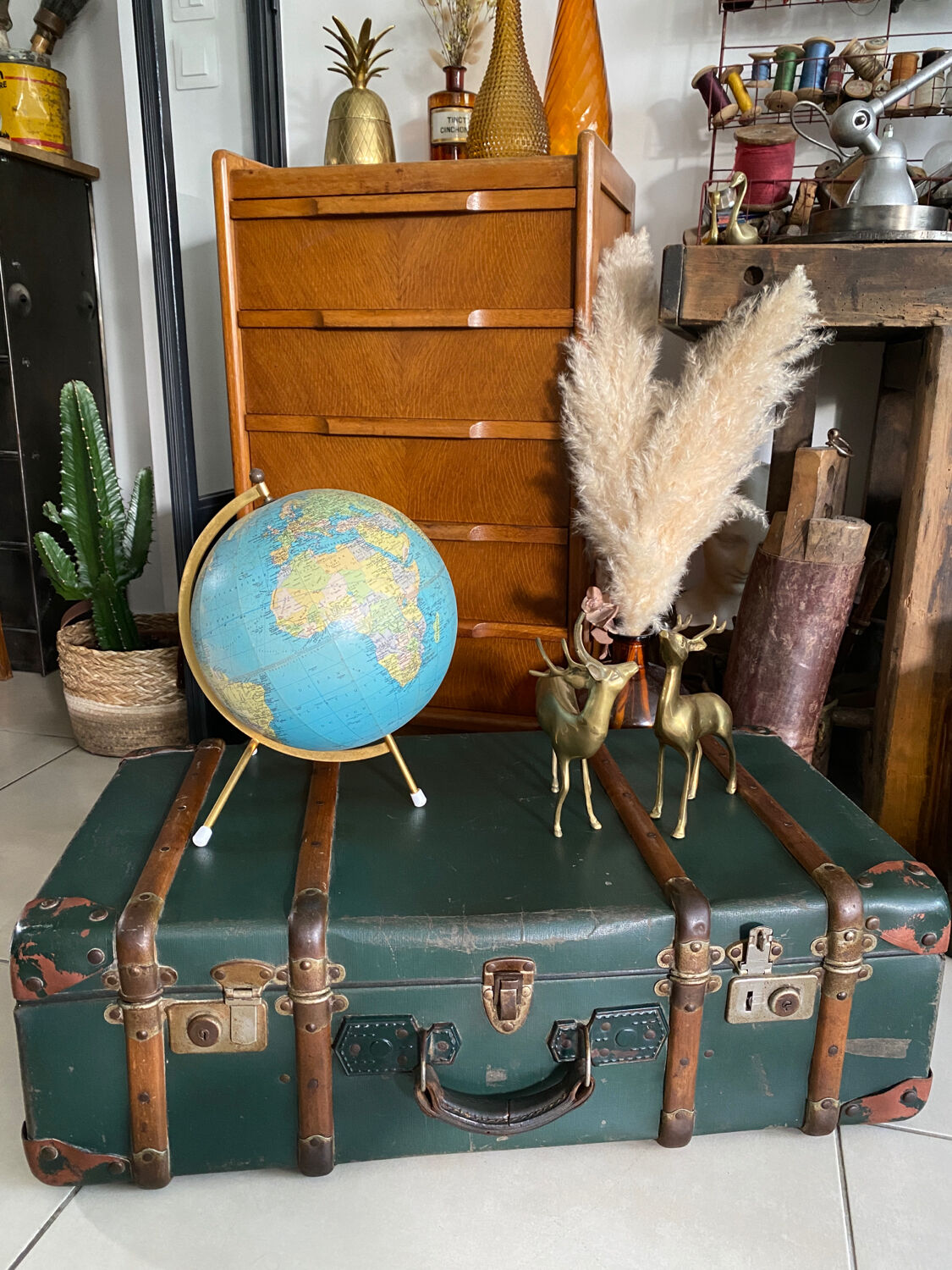 Old vintage travel trunk