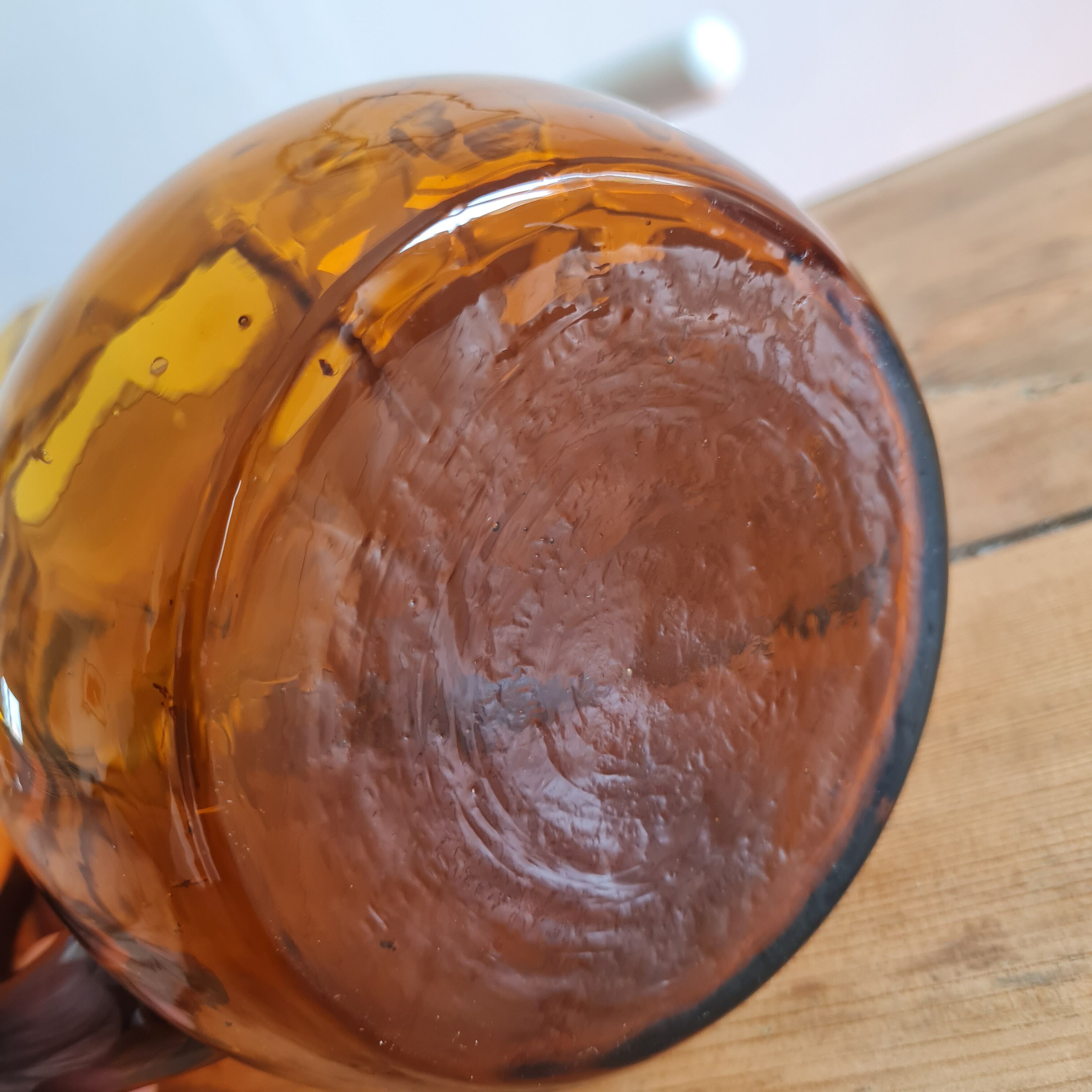 Amber blown glass decanter