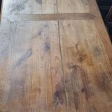 Solid oak farmhouse table, one drawer, vintage, early 20th century.