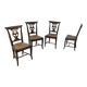 4 x elm dining chair with a carved back frame in a rosette / France / 1890-1900