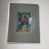 Oil chalk drawing flowers