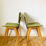 Green scandinavian wooden chairs 60/70