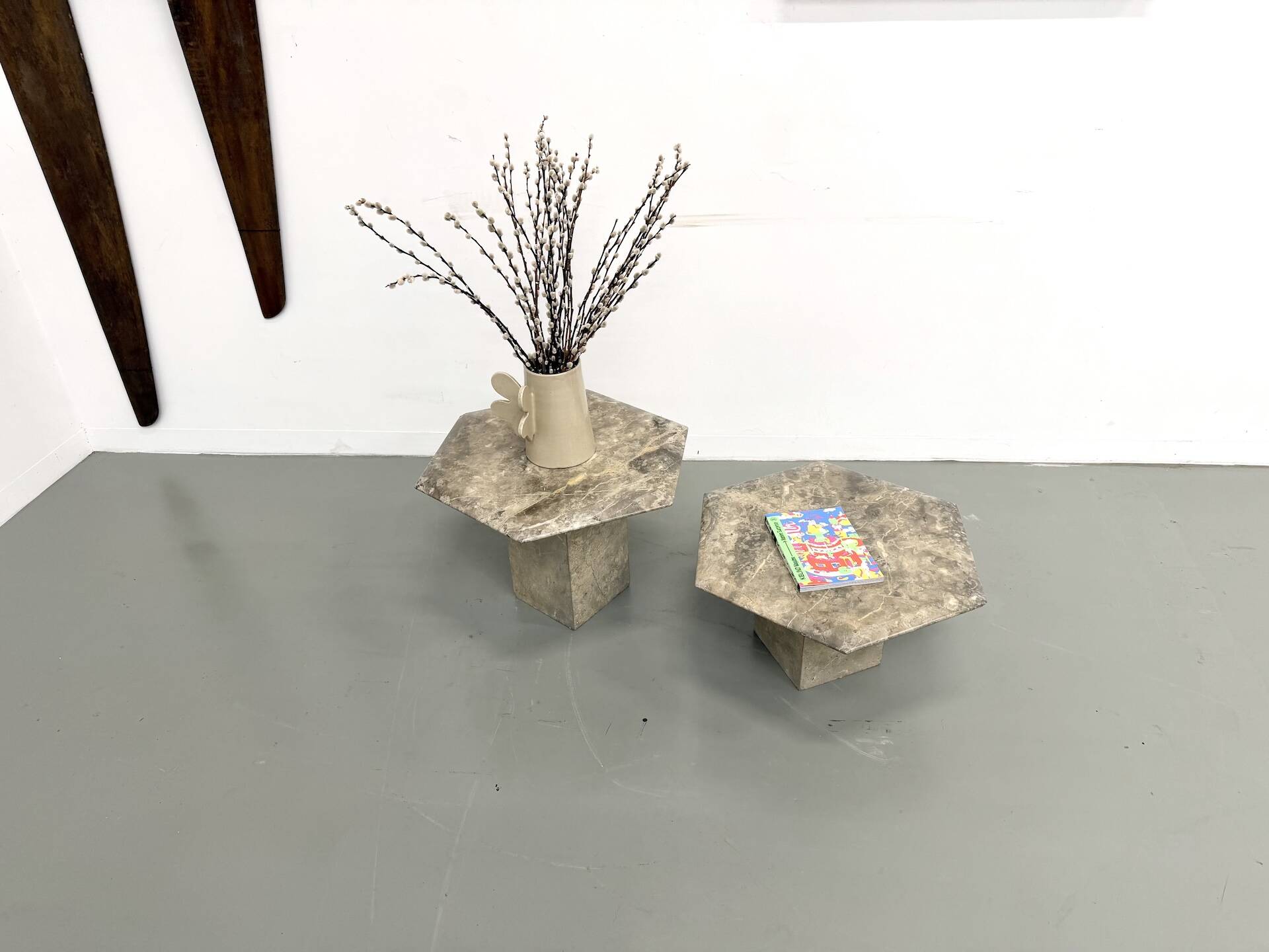 Pair of Italian marble coffee tables, circa 1970.