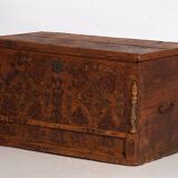Antique brown trunk with floral patterns (c.1920) #13