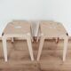 Set de 2 tabourets vintages acier laqué rose pâle