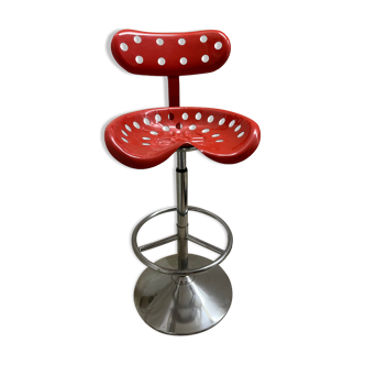 Red Bar Stool called "Tractor" by Etienne Fermigier