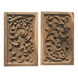 Pair of pediment / bas relief / carved wooden plaque