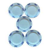 Assiettes plates décor papillon bleu