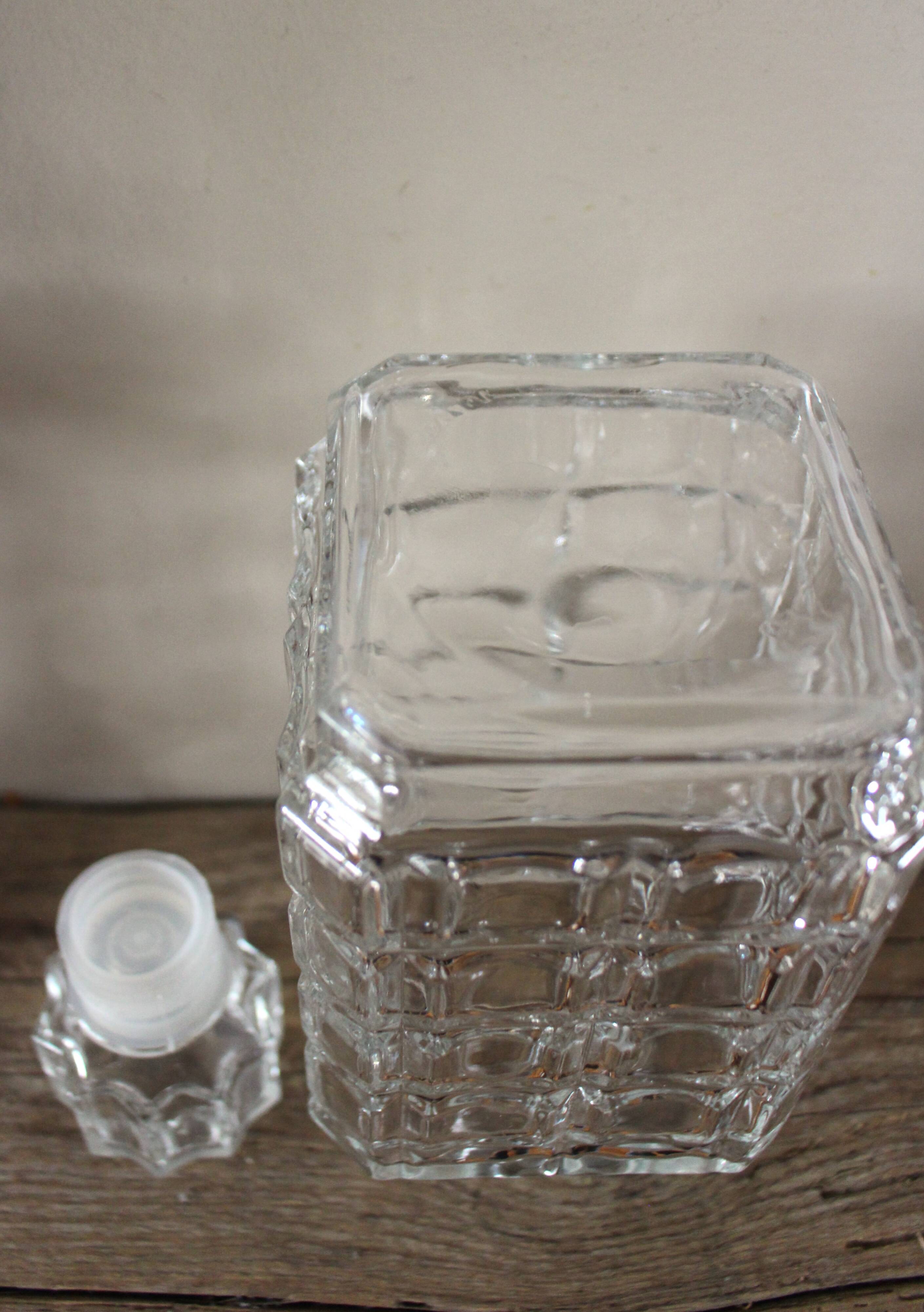 Vintage Relief Square Glass Whiskey Decanter