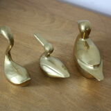 Set of 2 ducks and 1 brass swan