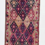 3x12 Red & Navy Blue Oushak Runner Rug, 83x352Cm