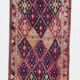 3x12 Red & Navy Blue Oushak Runner Rug, 83x352Cm