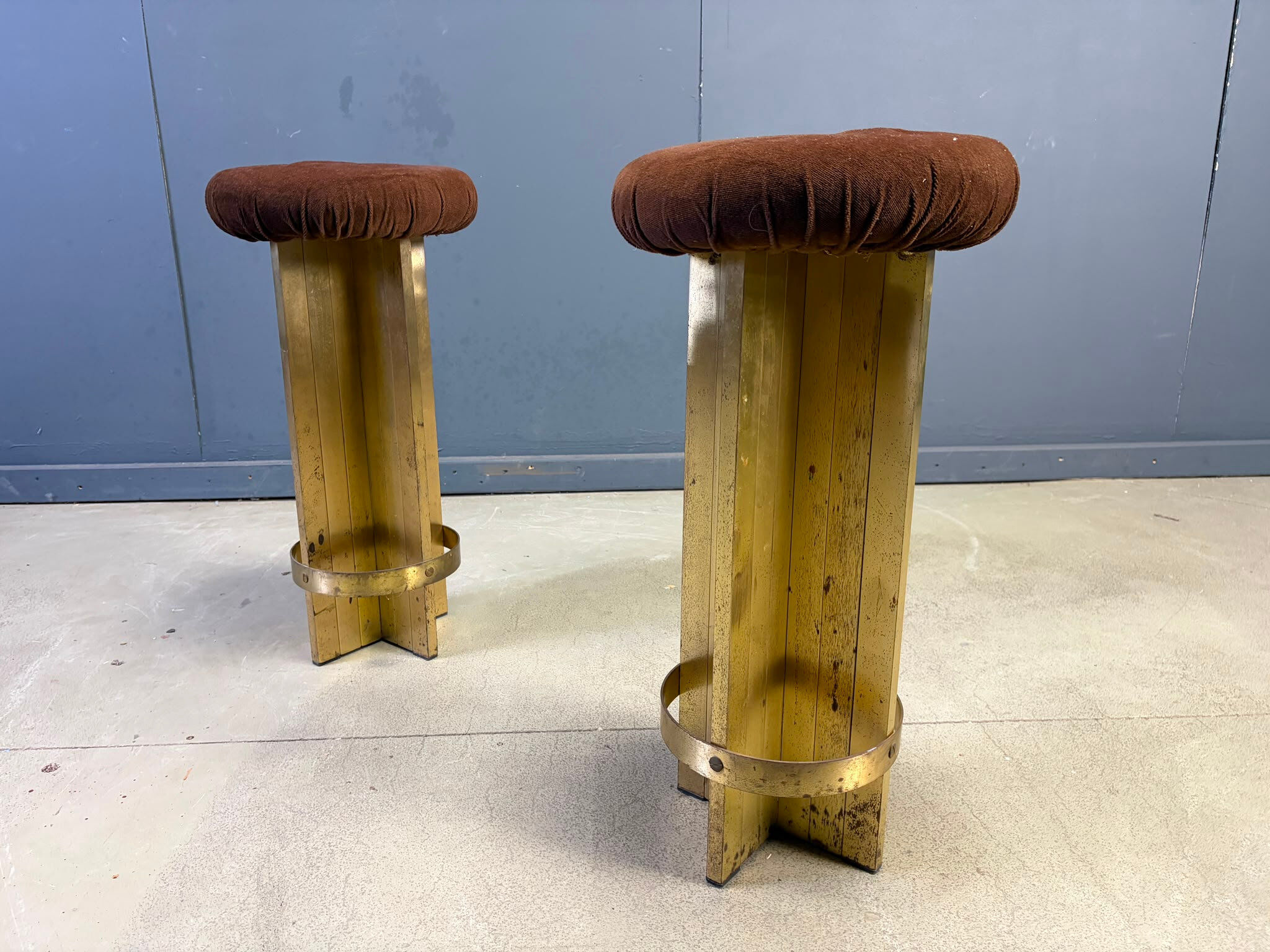 Vintage Italian brass bar stools, 1970s