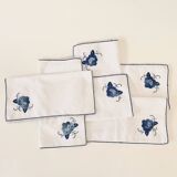 6 serviettes percal brodées, 28 cm