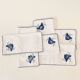 6 embroidered percal napkins, 28 cm